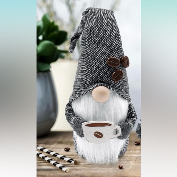 NWT Adorable Adjustable Hat- Gray Coffee ☕️ Gnome Decoration - Picture 3 of 14